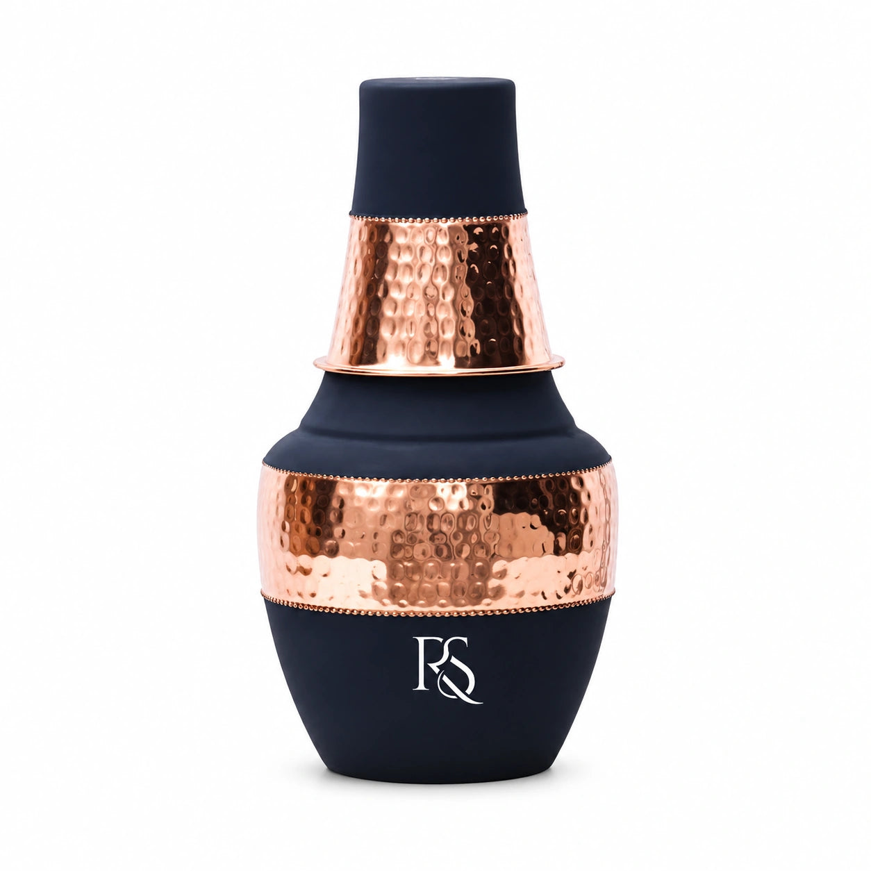 Handmade Pure Copper Water Bottle Set, Hammered Design Pitchers with Tumbler Carafe - 1250 ml