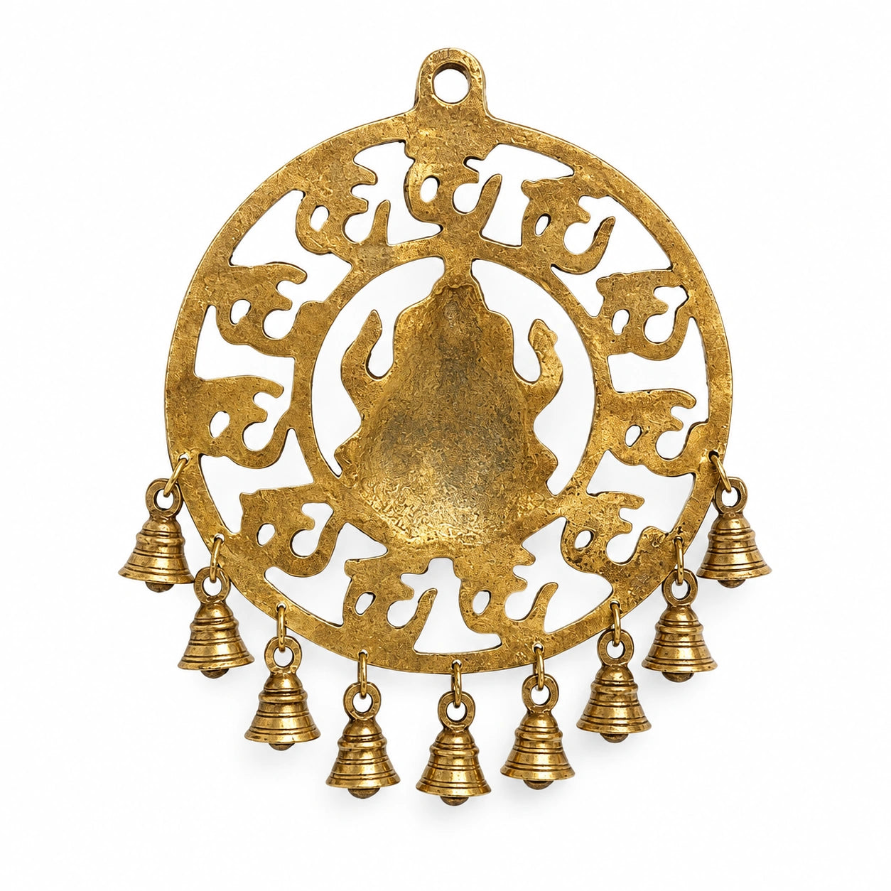 Decorative Pure Brass Om Ganesha Wall Hanging with Bells