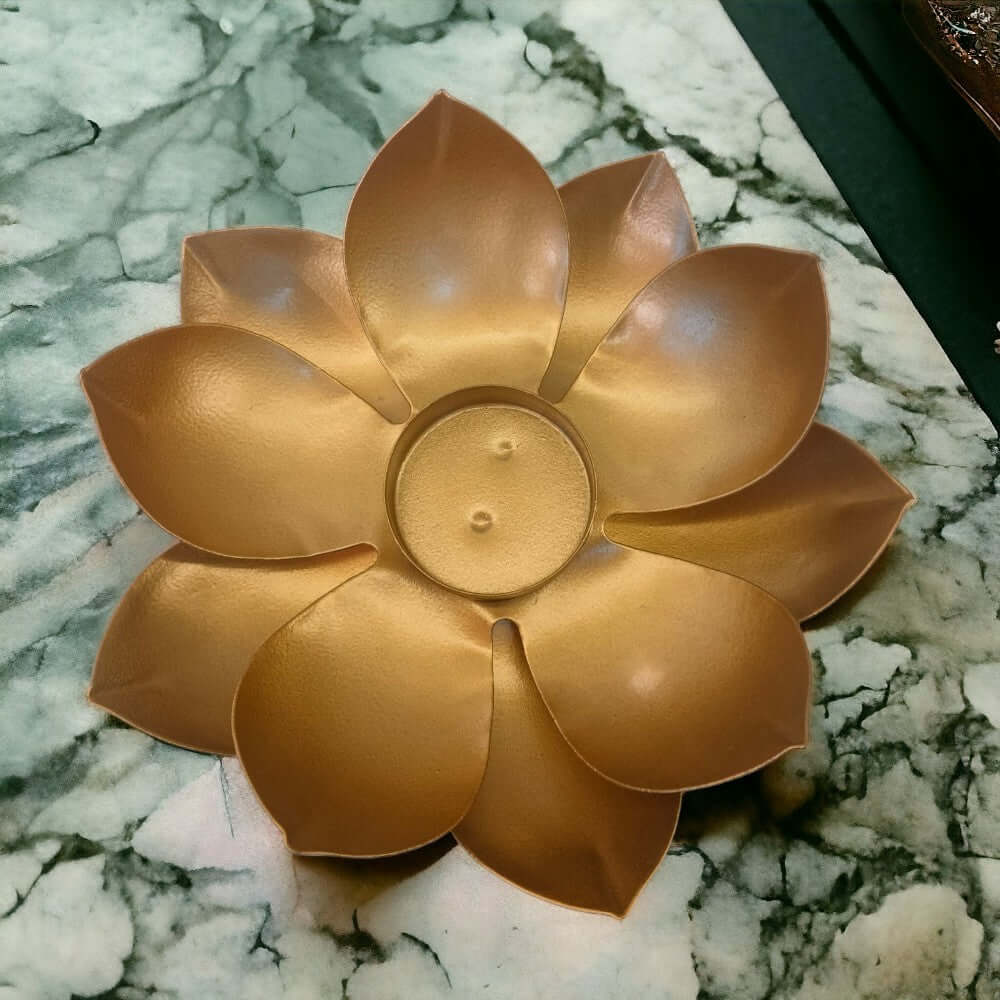 ROYASTUFFS Metal Lotus Tealight Holder (8 Inch) - Royalstuffs.com