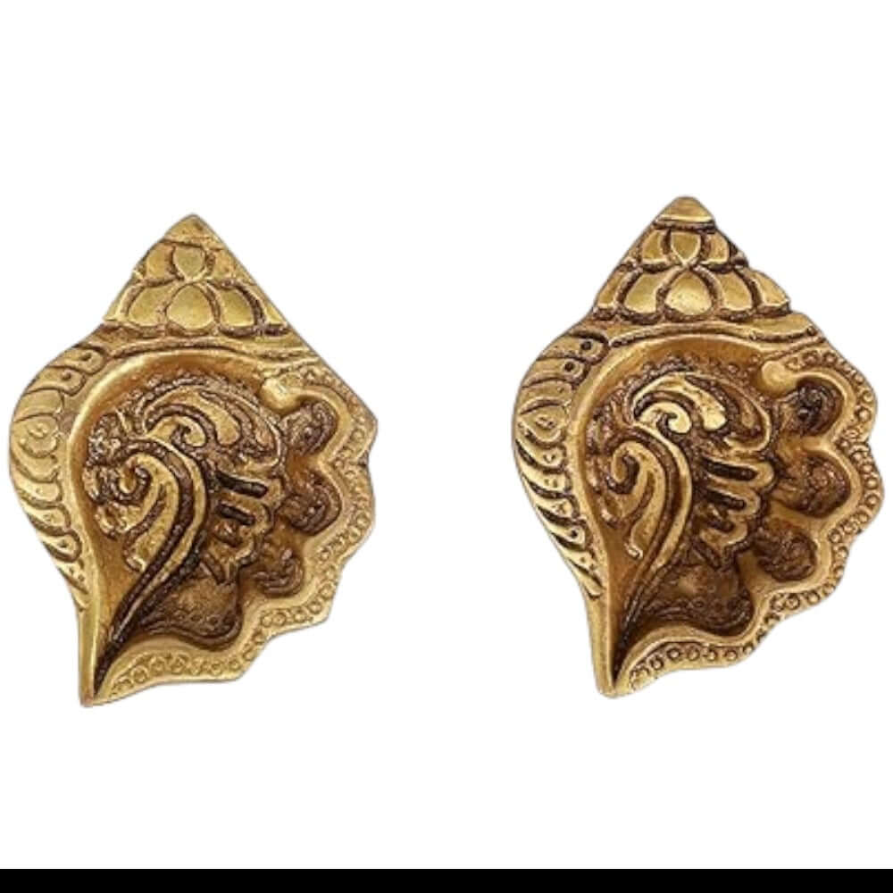 Set Of 2 Brass Diya For Puja /Table Decorative Showpiece - 2.5 cm (Brass, Gold),Weight:400 Gram - Royalstuffs.com