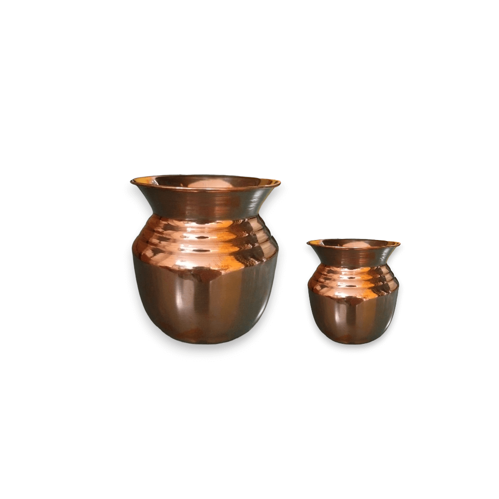 Set of 2 Copper lota, kalash for Drinking water and pooja, Copper Kalash - Royalstuffs.com