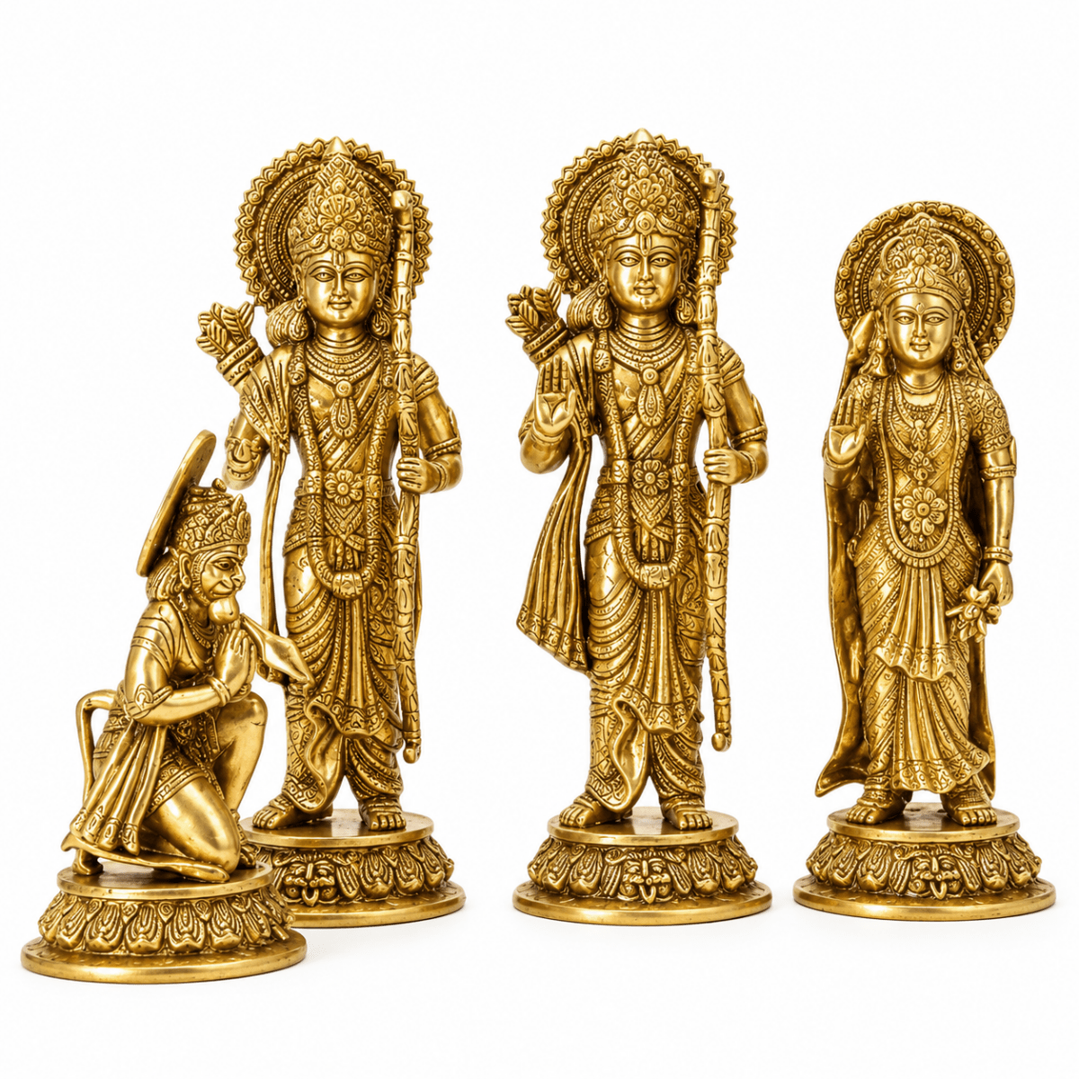 Shri Ram Darbar Brass Statue Set (Rama, Sita, Lakshman, Hanuman),Height:15.5 Inch,Weight:17.7 Kg. - Royalstuffs.com