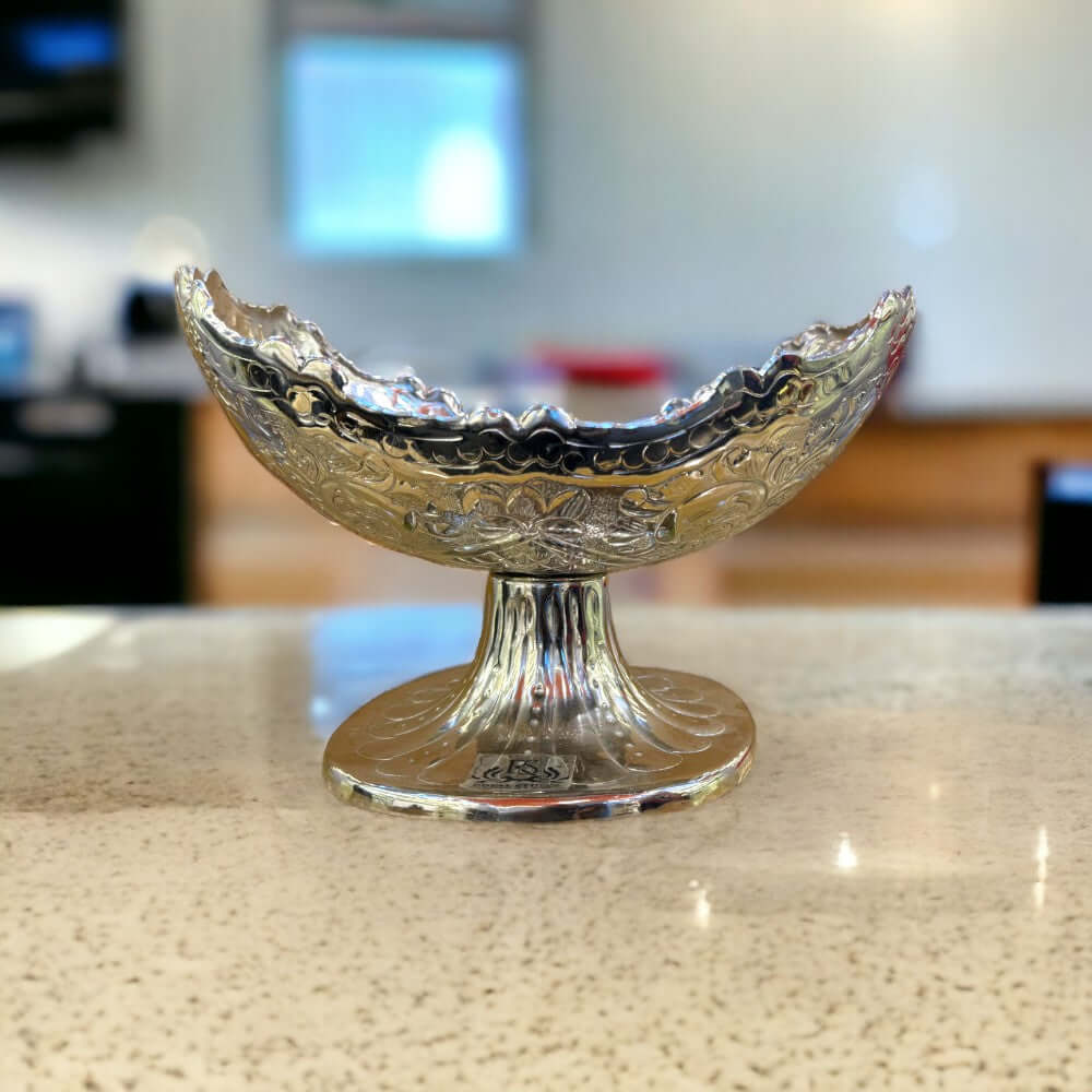 Silver Plated Gift Bowl Carved / Fruit Basket Serving Tray - Royalstuffs.com