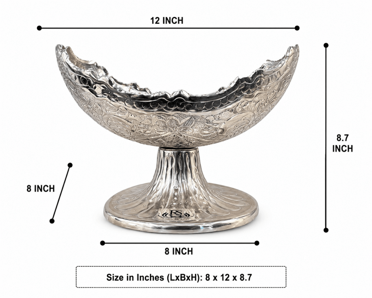 Silver Plated Gift Bowl Carved / Fruit Basket Serving Tray - Royalstuffs.com