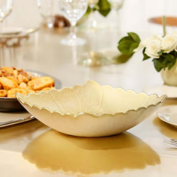 Square Zig Zag Serving Bowl - Golden - Royalstuffs.com