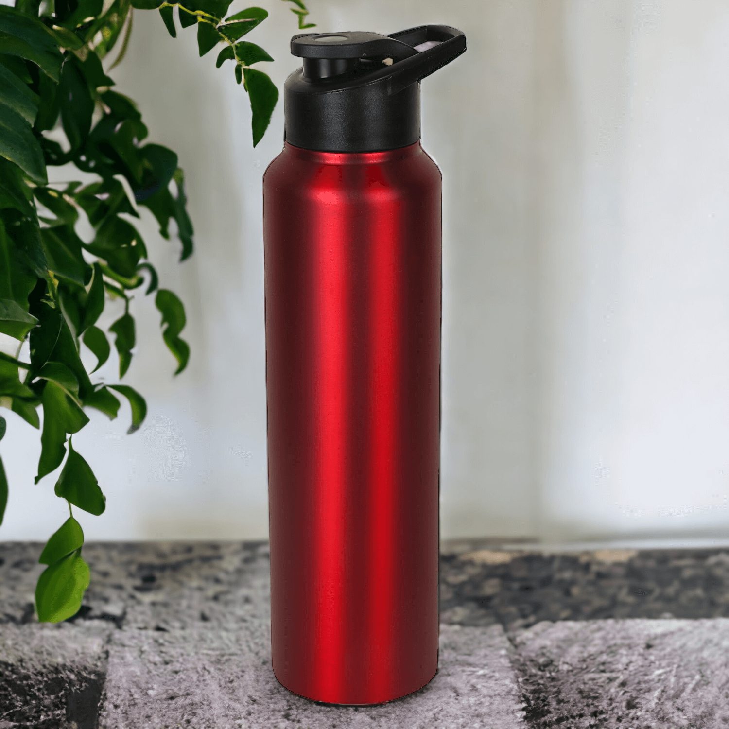 Stainless Steel Sports/Sipper Water Bottle (Set of 4, Red, Chrome) 4000 ml Bottle (Pack of 4, Red, Steel) - Royalstuffs.com