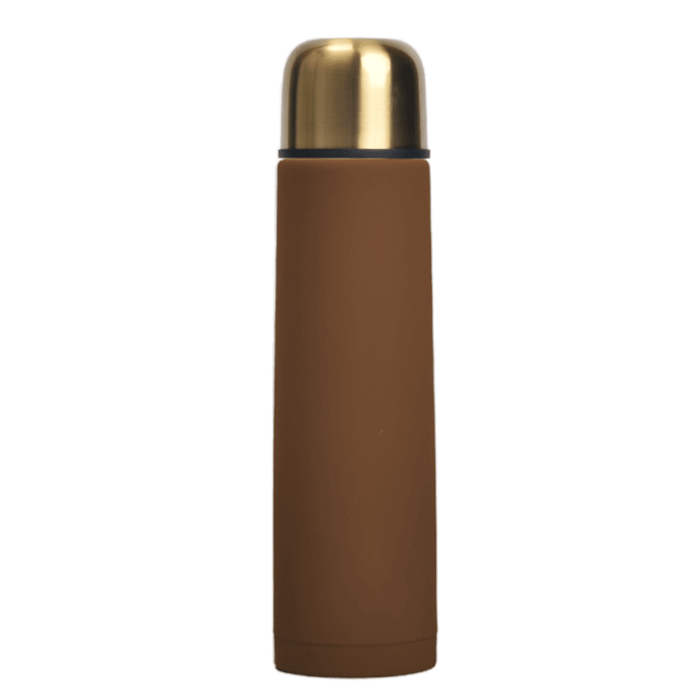 Stainless Steel Vacuum Insulated Flask Hot and Cold Water Bottle, Soft Touch Finish(500ML, Brown Colour) - Royalstuffs.com