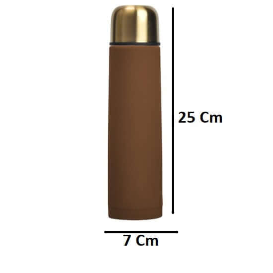 Stainless Steel Vacuum Insulated Flask Hot and Cold Water Bottle, Soft Touch Finish(500ML, Brown Colour) - Royalstuffs.com