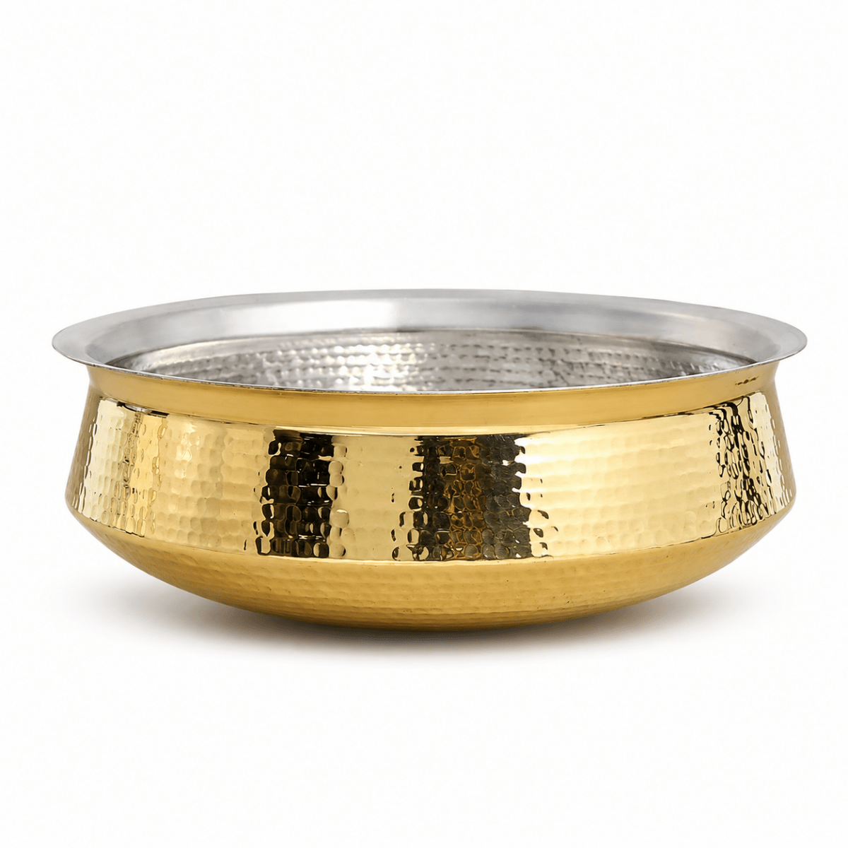 Traditional Brass Lagaan with Tin Coating - Heavy Cooking Vessel | 5 Size Options - Royalstuffs.com