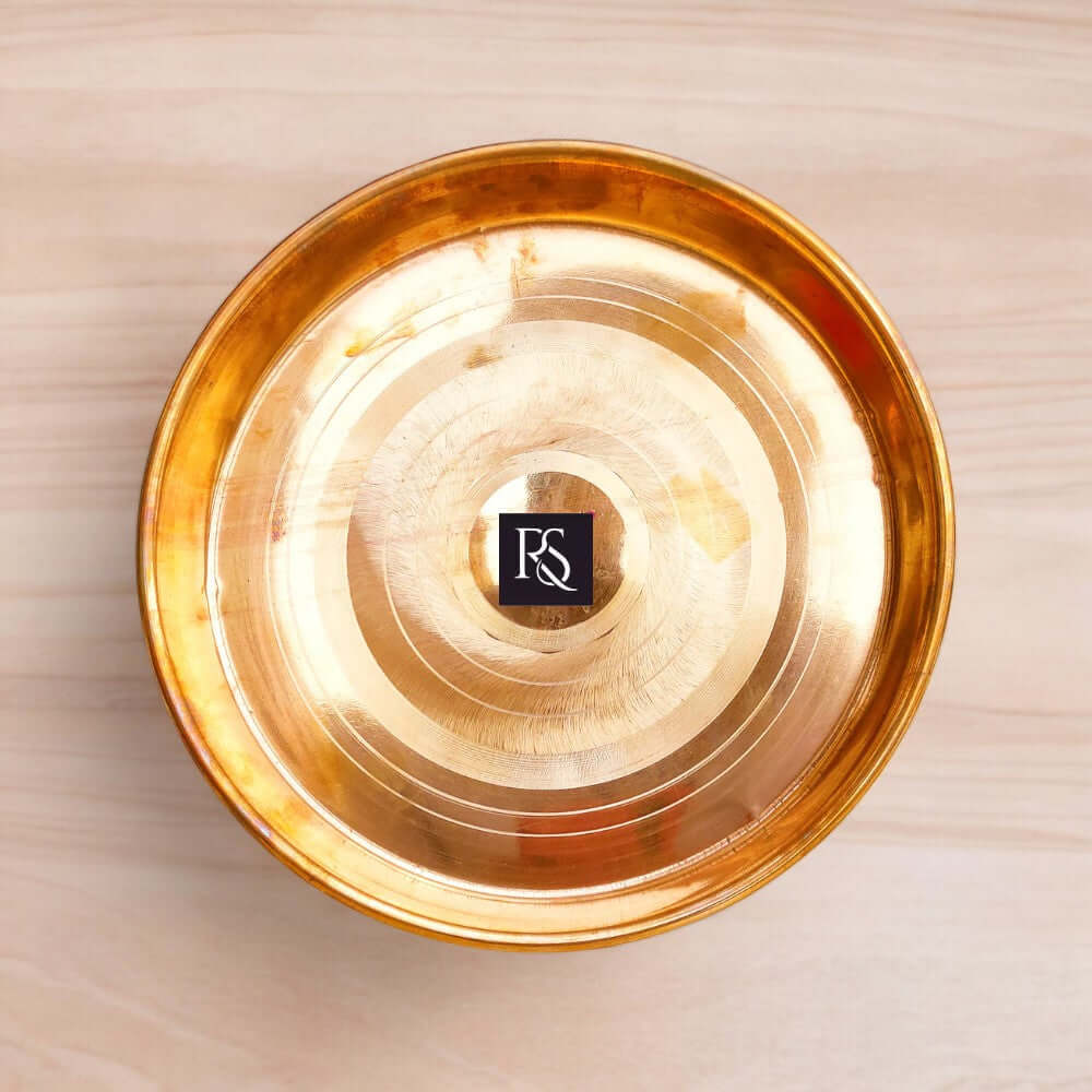 Traditional Design Pure Copper Plate with Circular Ring Design - 9-inch Diameter - Royalstuffs.com