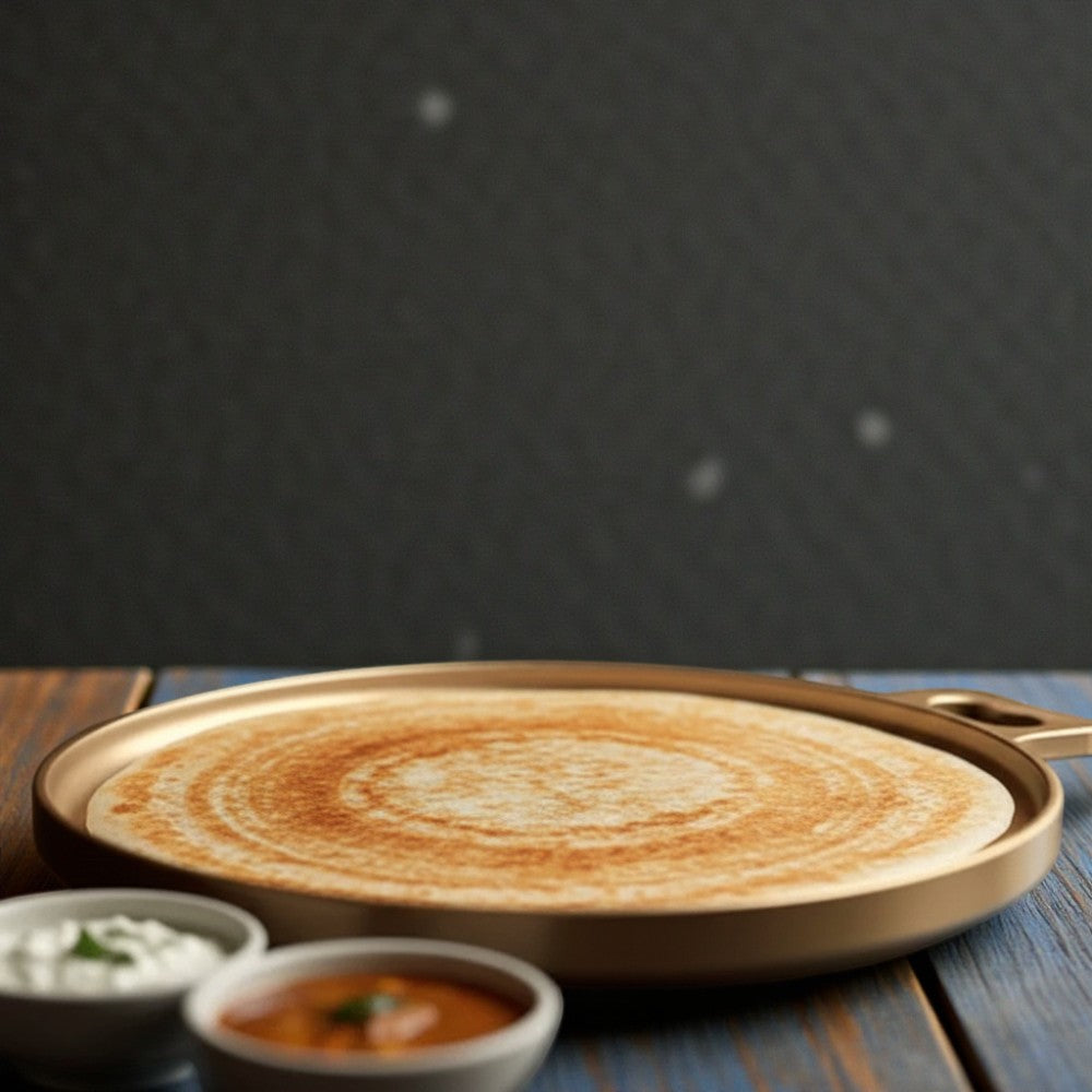 11.5' Bronze Dosa Tawa - Seasoned, Flat Bottom, Ready to Use