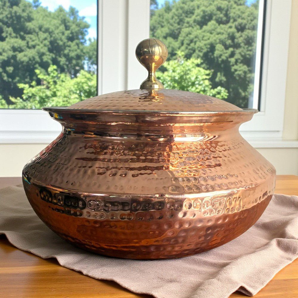 very heavy Pure Copper Handi / Degchi with Lid – 15L (15000ml) | Tin Lining Inside | Heavy-Duty Cookware & Serveware for Home, Hotel & Restaurants - Royalstuffs.com