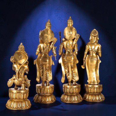 Very Huge and Heavy Brass Ram Darbar Murti Rama Sita Lakshman Hanuman Statue - Royalstuffs.com