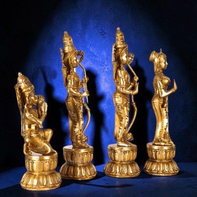 Very Huge and Heavy Brass Ram Darbar Murti Rama Sita Lakshman Hanuman Statue - Royalstuffs.com