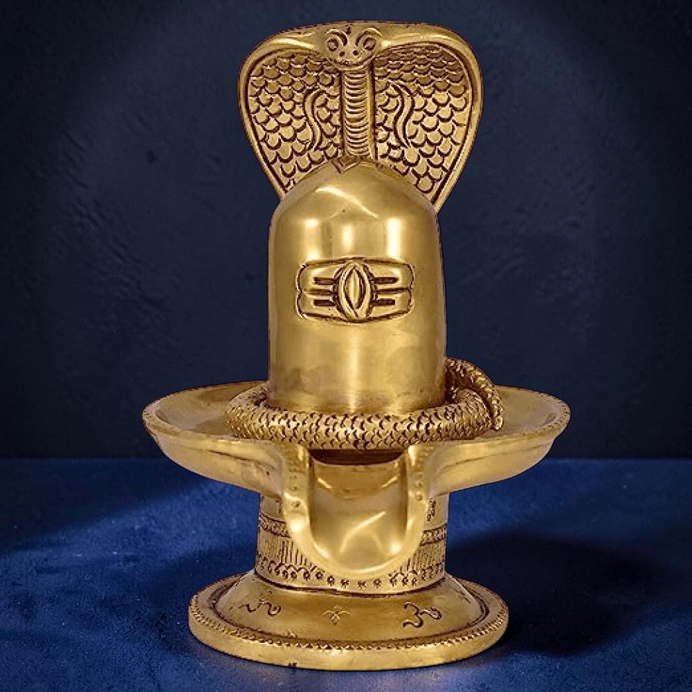 vrindavan Brass Fine Carved Shivalingam with Naag Dev - Royalstuffs.com