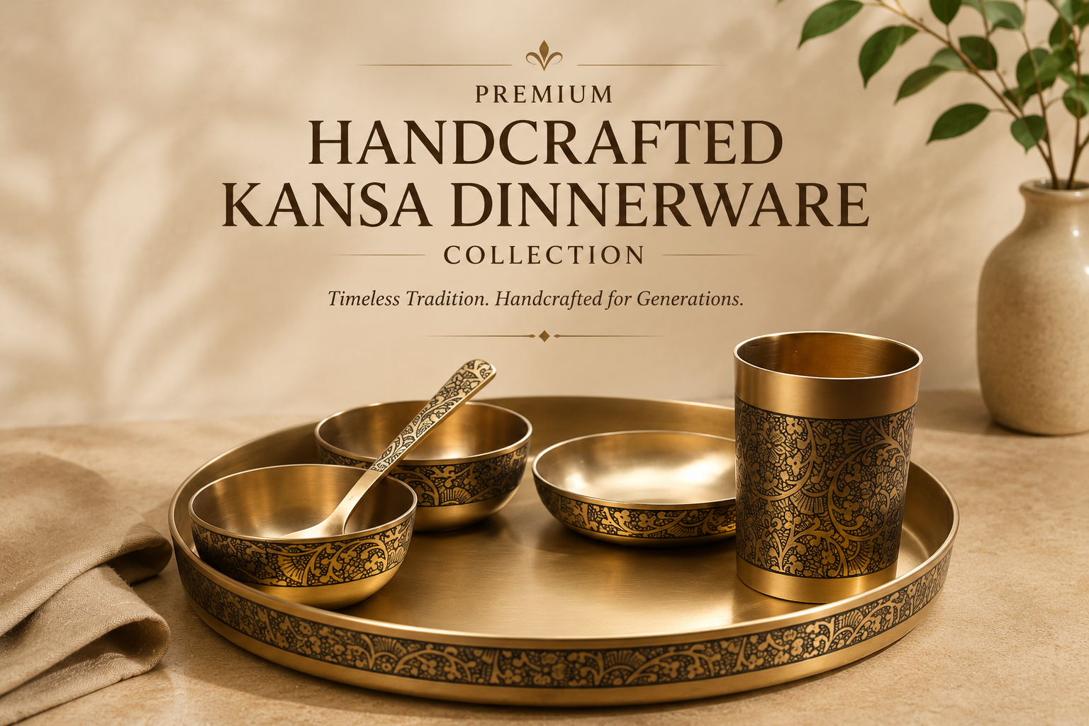 Premium Handcrafted Kansa Dinnerware Collection | Timeless Dining Elegance