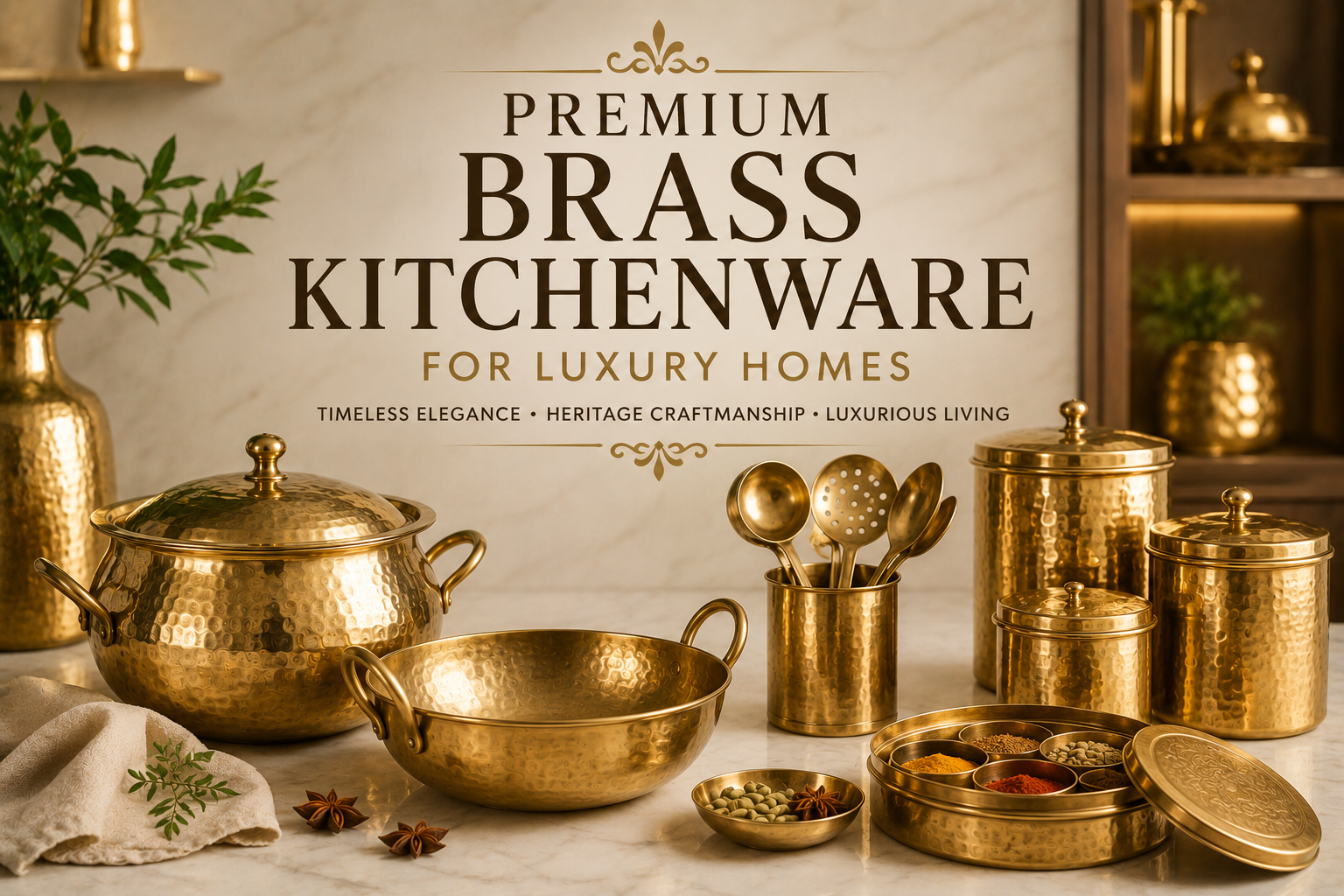 Premium Brass Kitchenware for Luxury Homes | Timeless Elegance for Modern Living