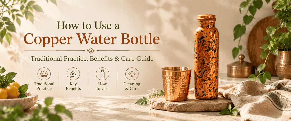 How to Use a Copper Water Bottle: Traditional Practice, Benefits &amp; Care Guide - Royalstuffs.com