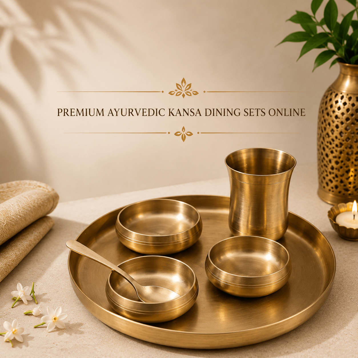 Premium Ayurvedic Kansa Dining Sets Online | Traditional Dining Collection - Royalstuffs.com