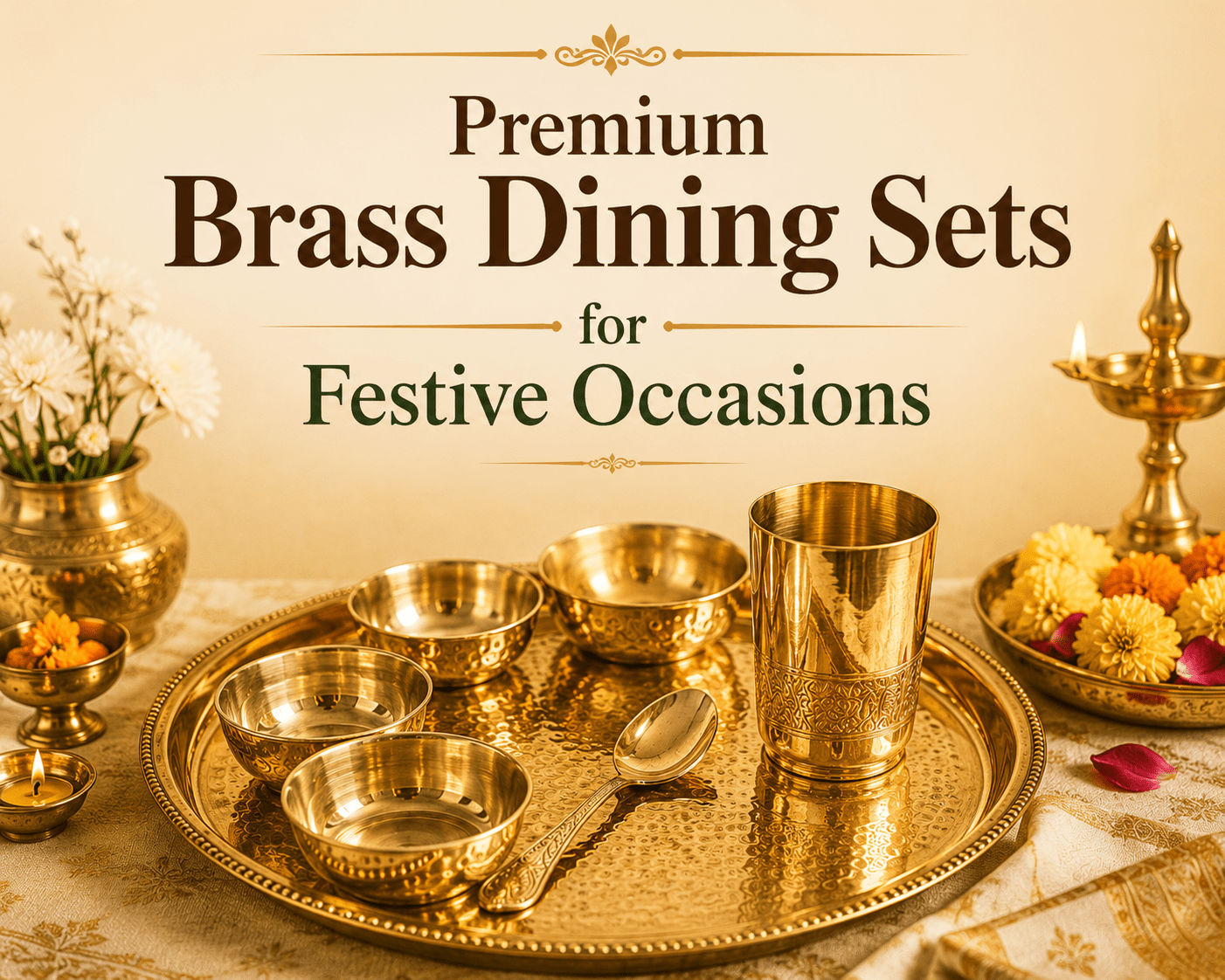 Premium Brass Dining Sets for Festive Occasions | Traditional Elegance for Celebrations - Royalstuffs.com