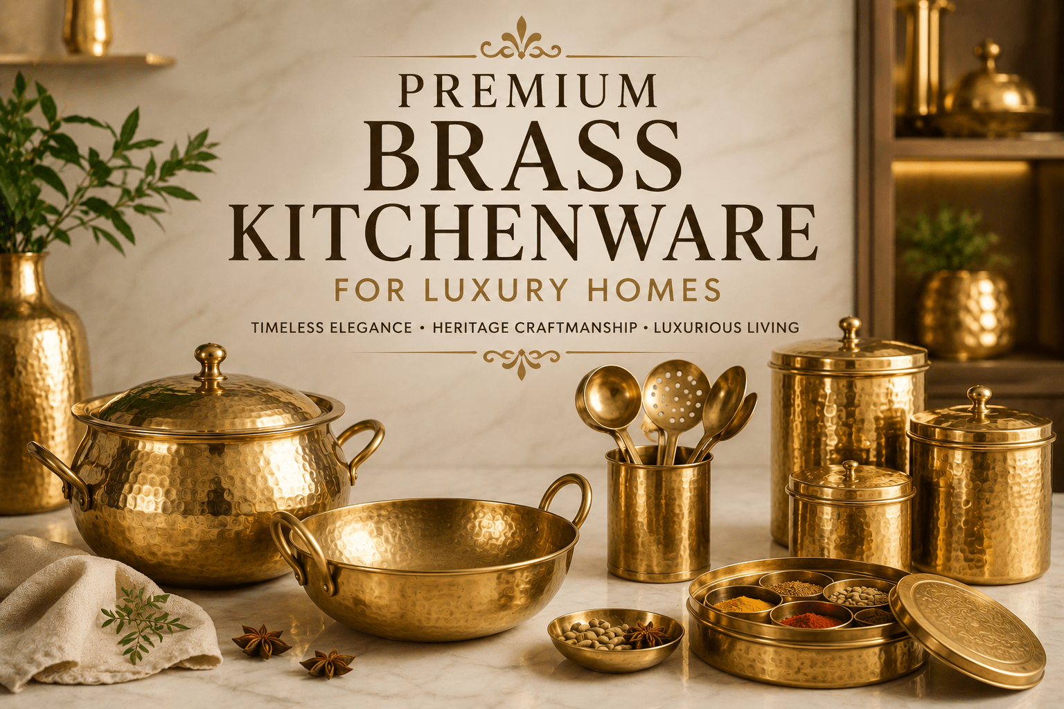 Premium Brass Kitchenware for Luxury Homes | Timeless Elegance for Modern Living - Royalstuffs.com