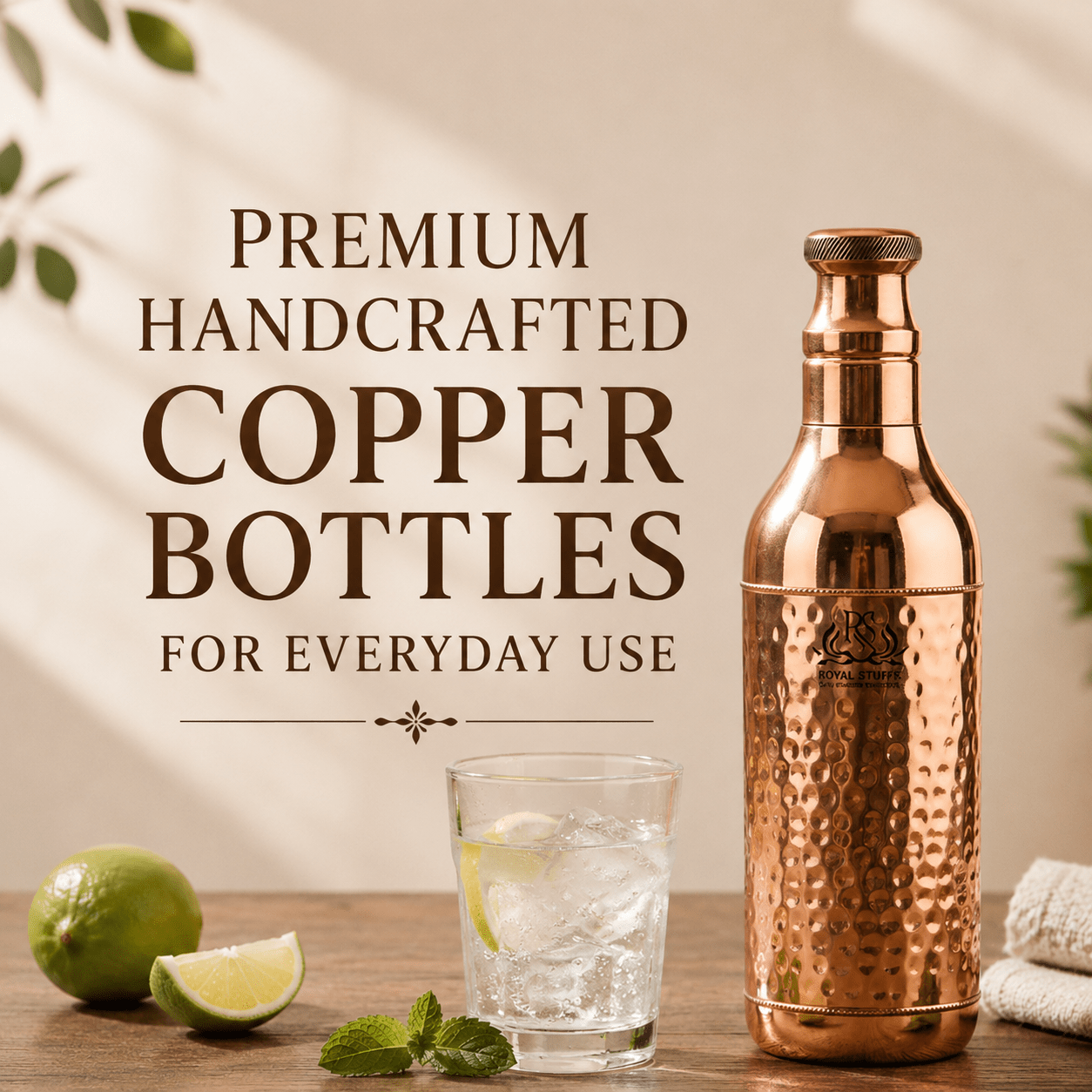 Premium Handcrafted Copper Bottles for Everyday Use | Timeless Copper Drinkware - Royalstuffs.com