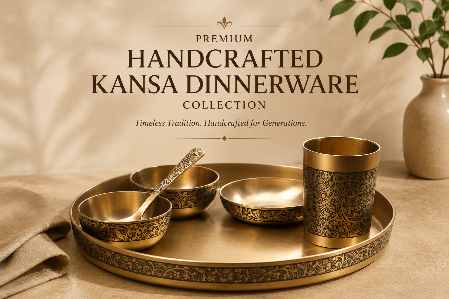 Premium Handcrafted Kansa Dinnerware Collection | Timeless Dining Elegance - Royalstuffs.com