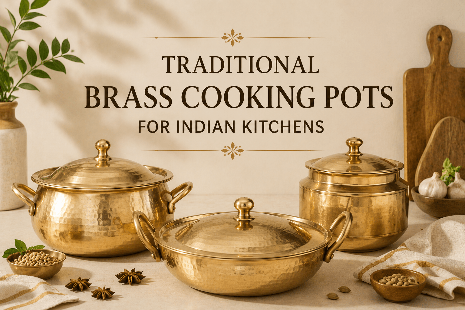 Traditional Brass Cooking Pots for Indian Kitchens | Heritage Cookware Collection - Royalstuffs.com
