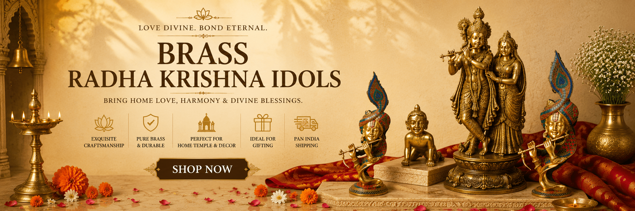 Brass Radha Krishna Idols - Royalstuffs.com