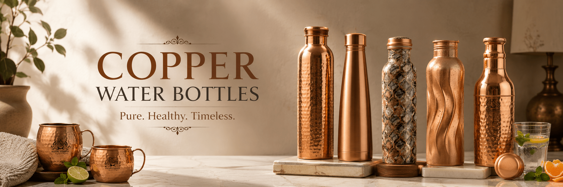 Copper Water Bottles - Royalstuffs.com