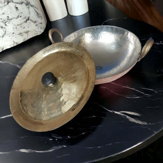 1 Liter Copper Kadai Multi Purpose Hammered Kadhai for Cooking ,Capacity:,Weight:1.5 Kg - Royalstuffs.com