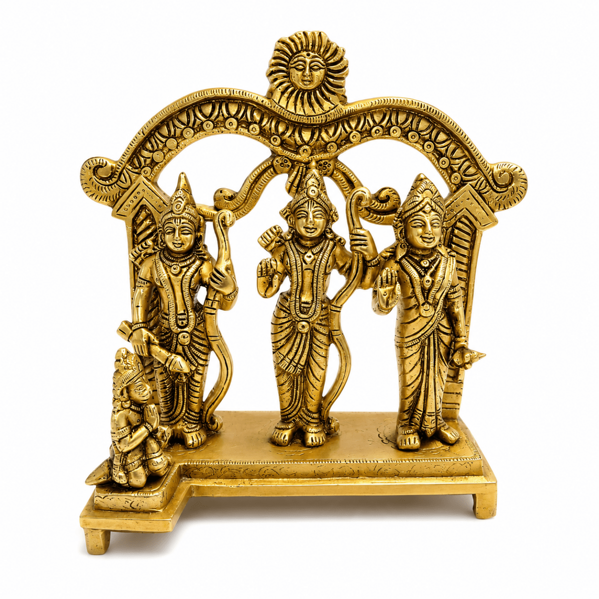 10-Inch Handmade Pure Brass Ram Darbar Idol - 2 kg - Royalstuffs.com