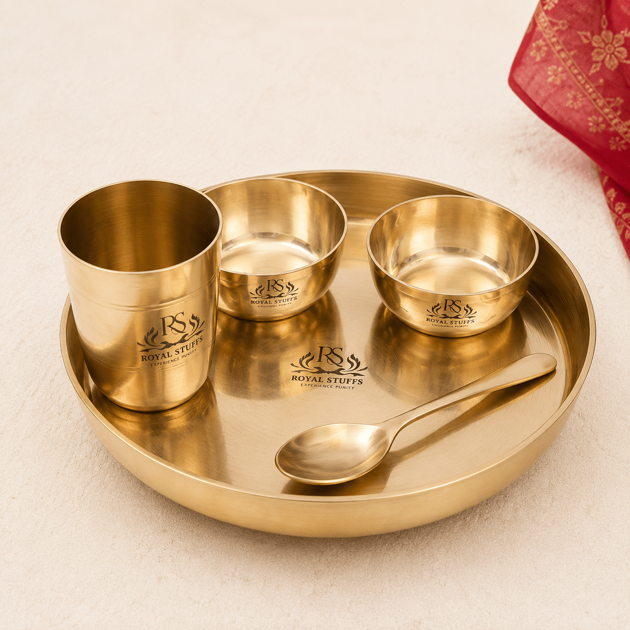 10 Inch Pure Kansa Dinner Set – 5 Pieces - Royalstuffs.com