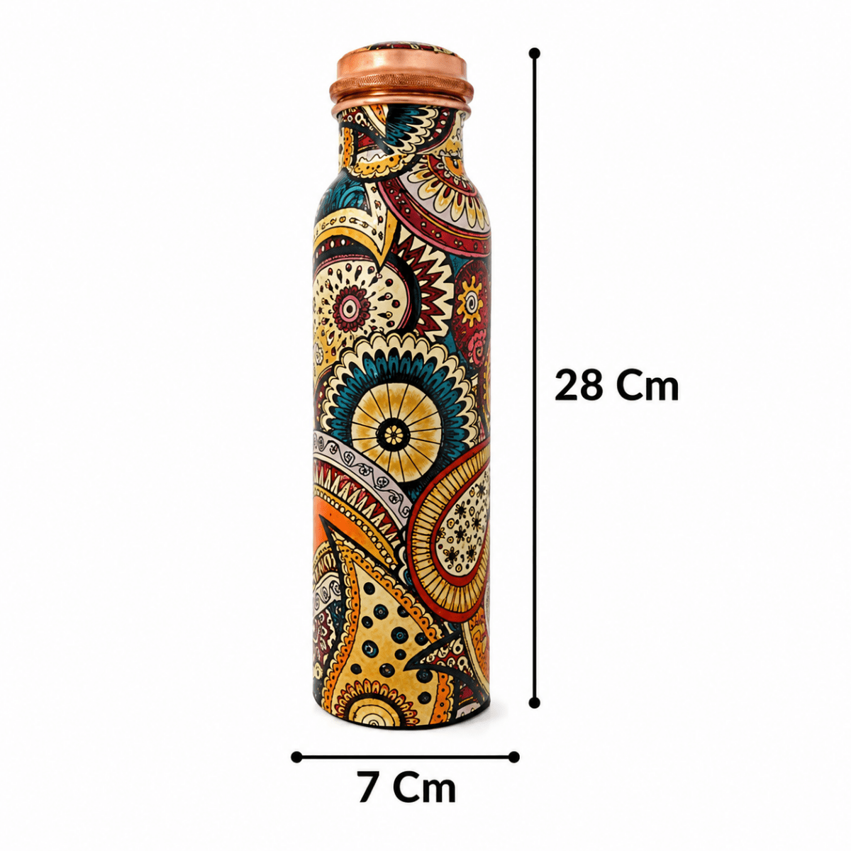 1000ML Copper Water Bottle - Paisley Design for Ayurveda Health Benefits in Sports and Yoga - Royalstuffs.com