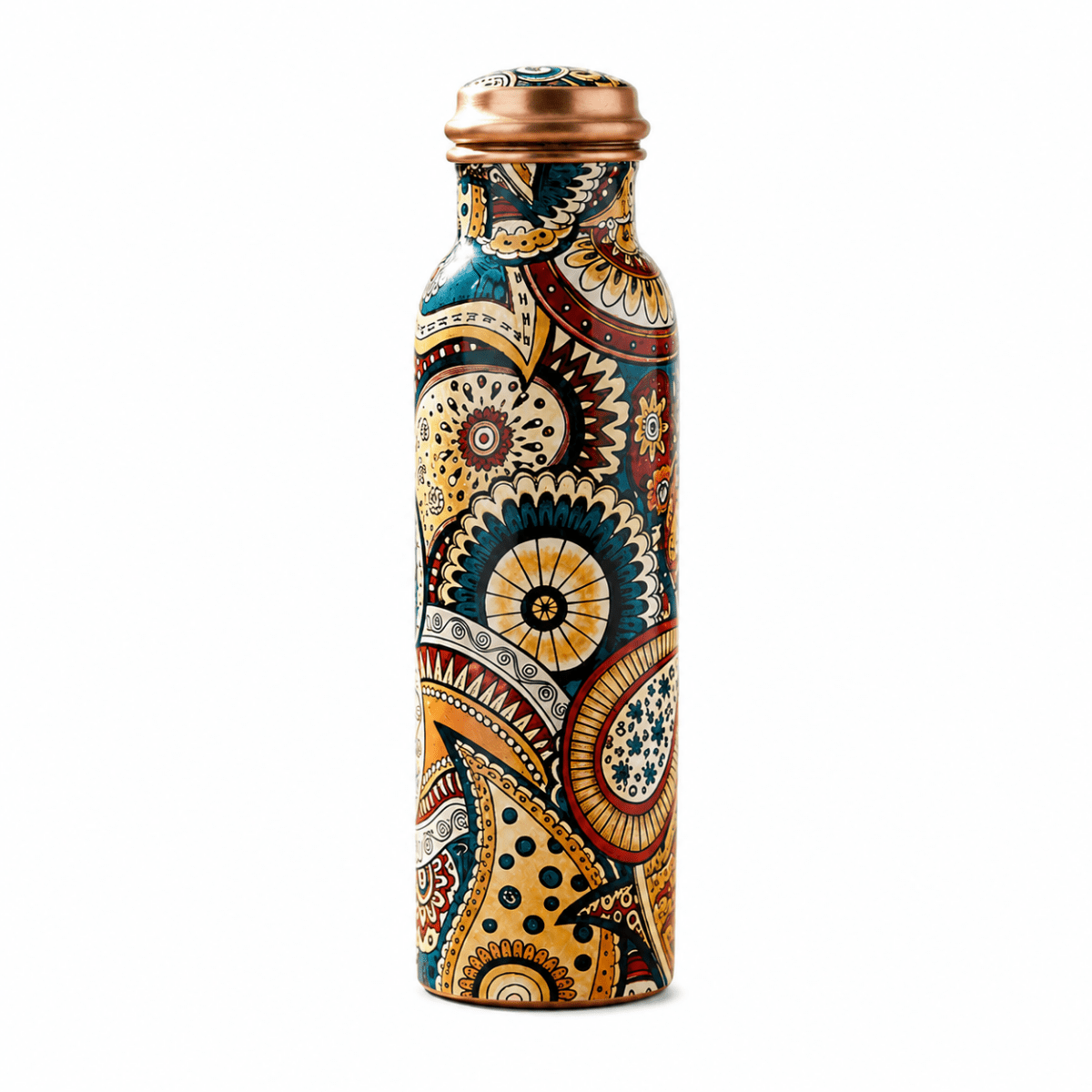 1000ML Copper Water Bottle - Paisley Design for Ayurveda Health Benefits in Sports and Yoga - Royalstuffs.com