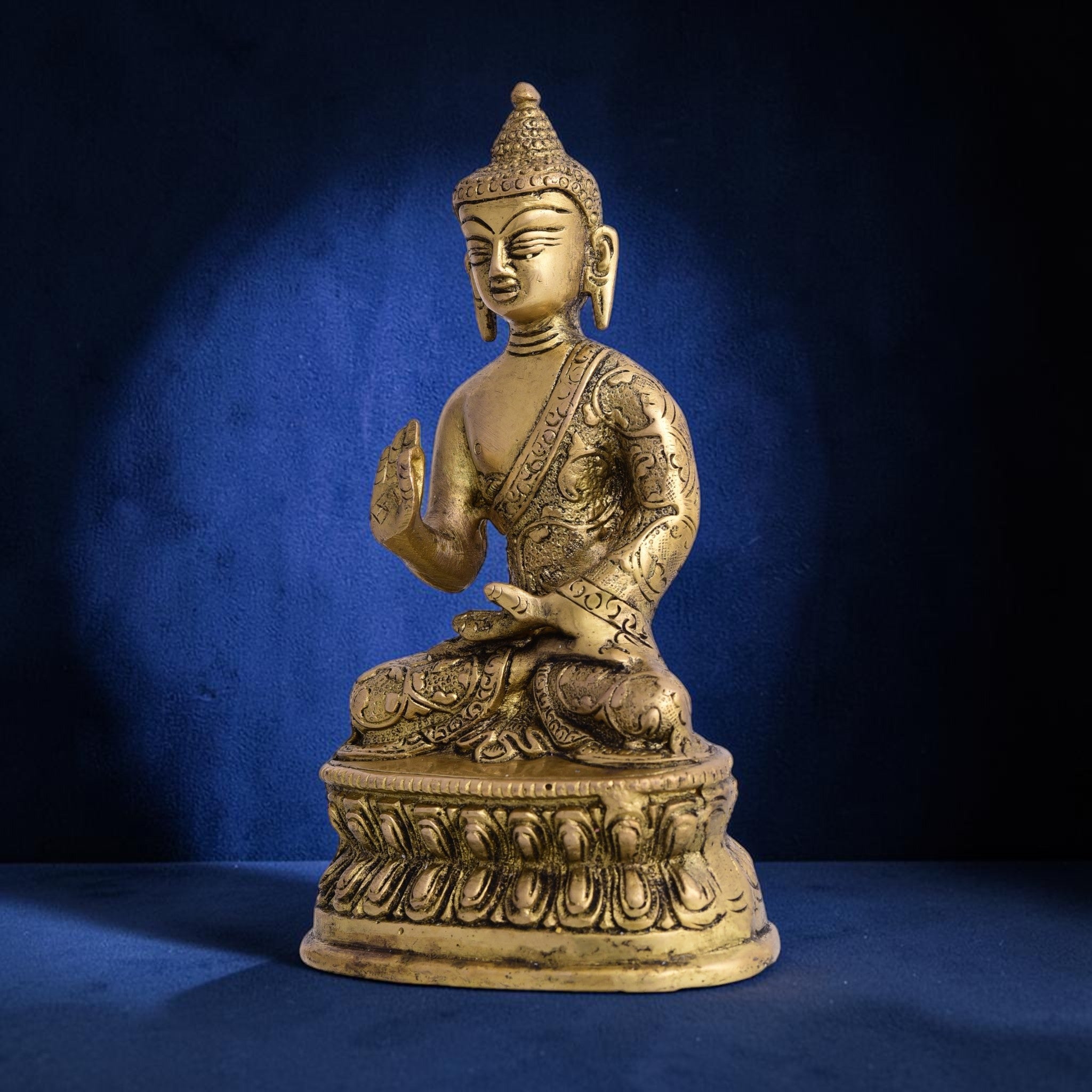 Handcrafted Brass Blessing Buddha Idol (7 Inch) | RoyalStuffs