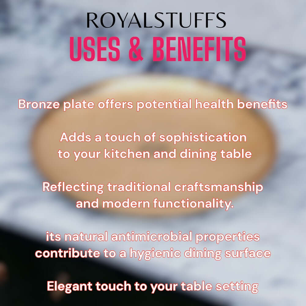 10.5 Inch Pure Bronze Kansa Plate for Dining, Serving & Gifting - Royalstuffs.com