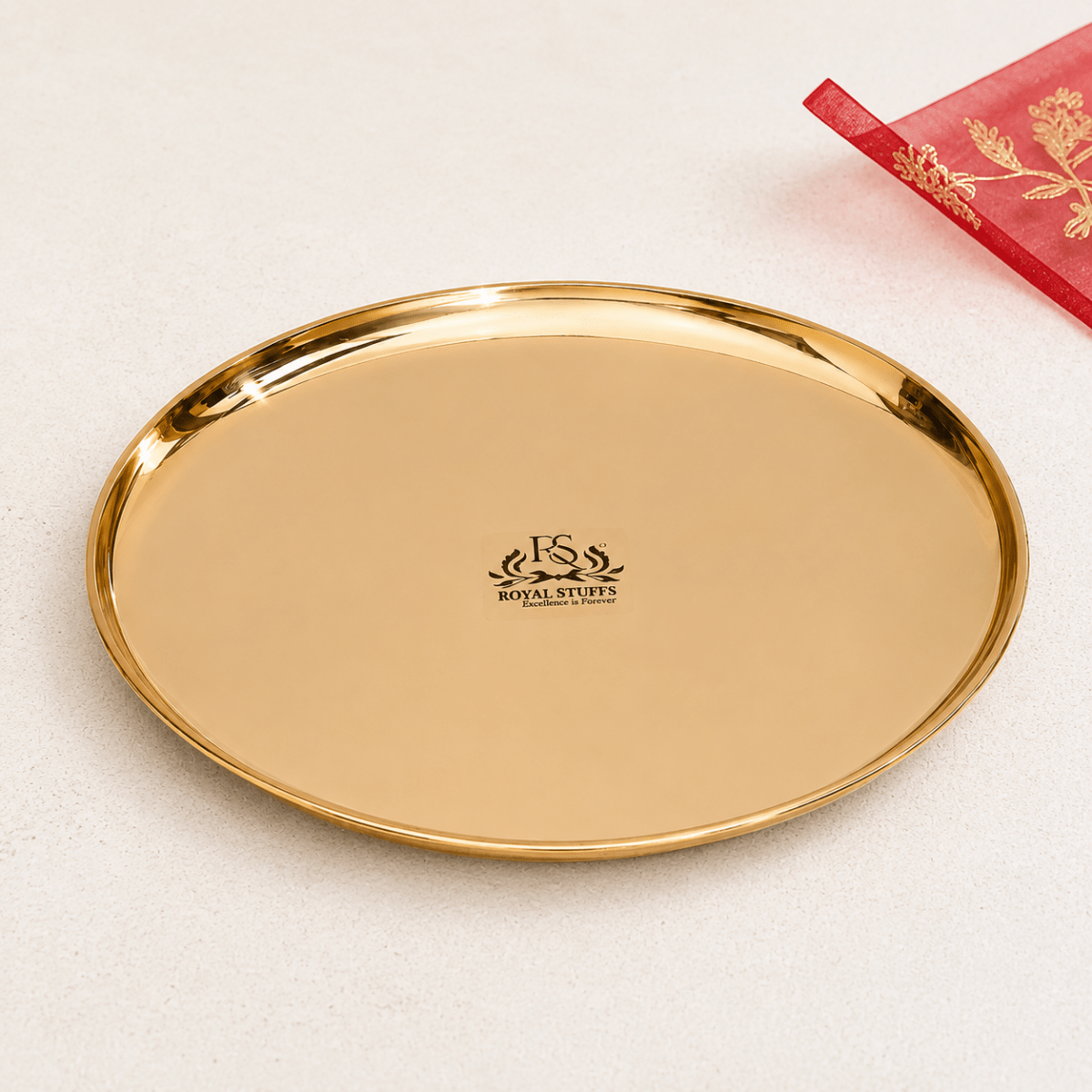 10.5 Inch Pure Bronze Kansa Plate | Handmade Dining Plate - Royalstuffs.com