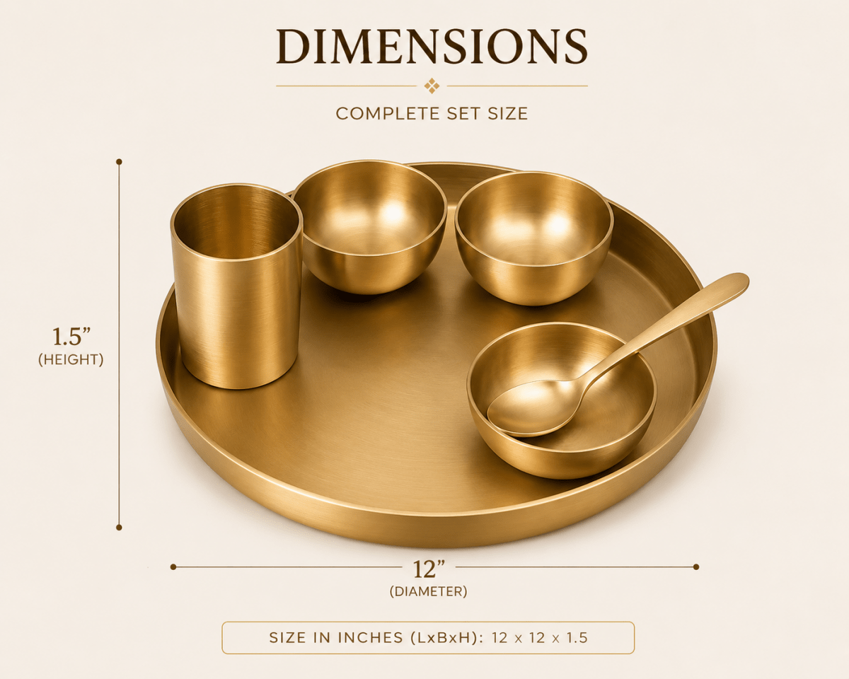 10.5 Inch Pure Kansa Thali Set – 5 Piece | Matt Finish - Royalstuffs.com