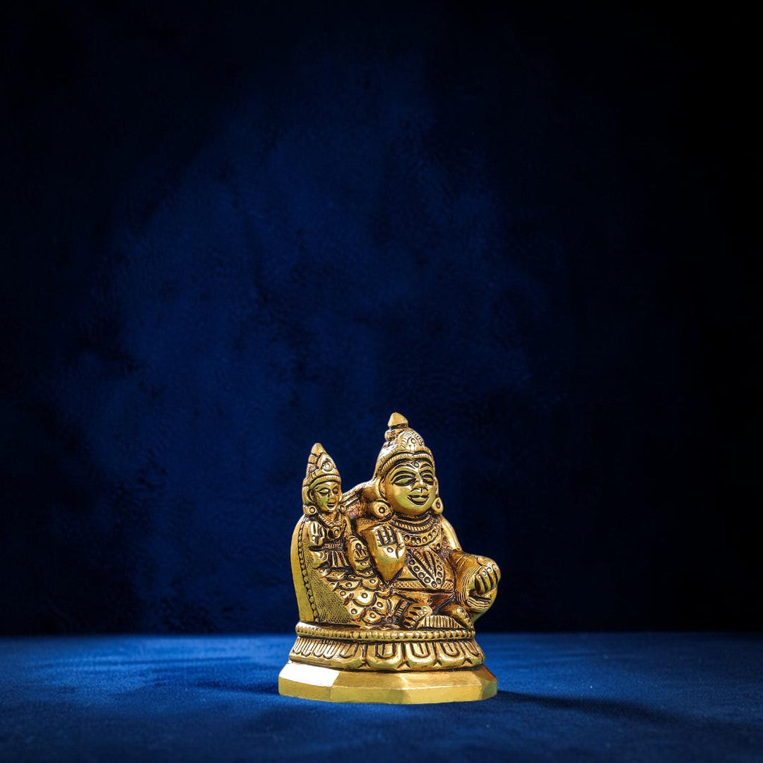 Handcrafted Brass Sitting Kuber & Lakshmi Idol (3 Inch) | RoyalStuffs