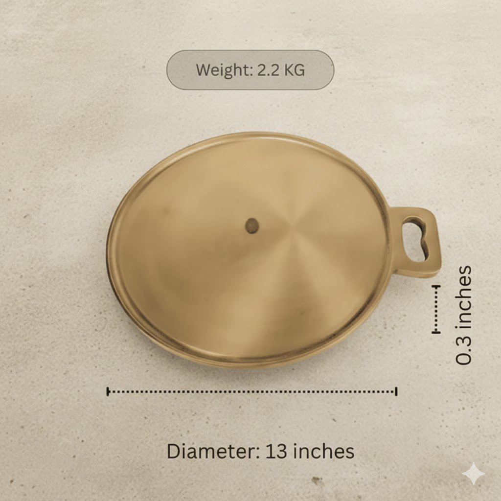 11.5' Bronze Dosa Tawa - Seasoned, Flat Bottom, Ready to Use - Royalstuffs.com
