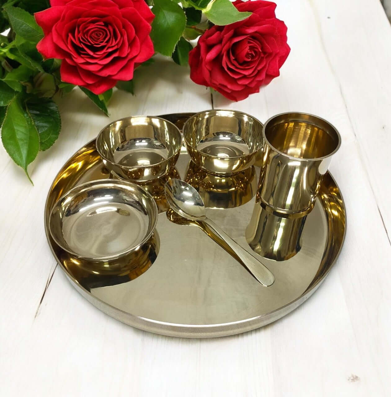 11.5-Inch Kansa Thali Set - Shine - Royalstuffs.com
