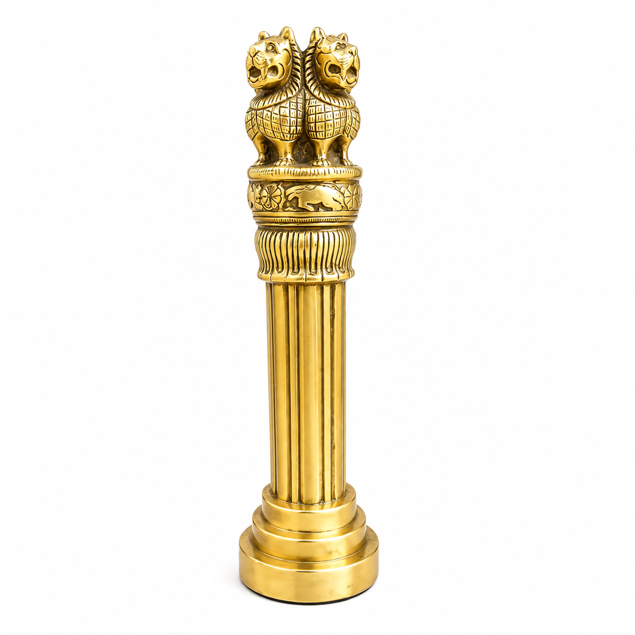 Brass Ashoka Pillar Replica - Symbol of Indian National Emblem for Home or Office