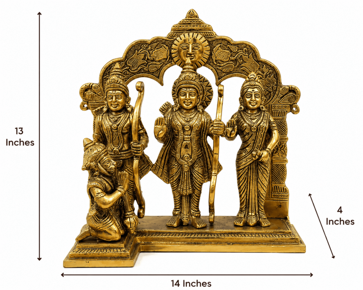 12-Inch Handmade Pure Brass Ram Darbar Idol - 4KG - Royalstuffs.com