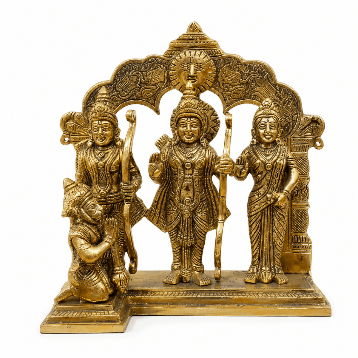 12-Inch Handmade Pure Brass Ram Darbar Idol - 4KG - Royalstuffs.com
