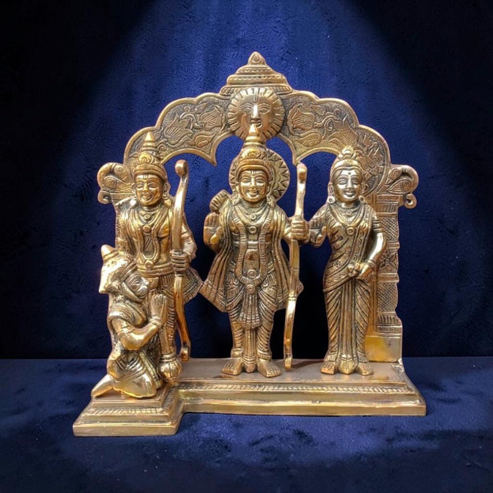 12-Inch Handmade Pure Brass Ram Darbar Idol - 4KG - Royalstuffs.com