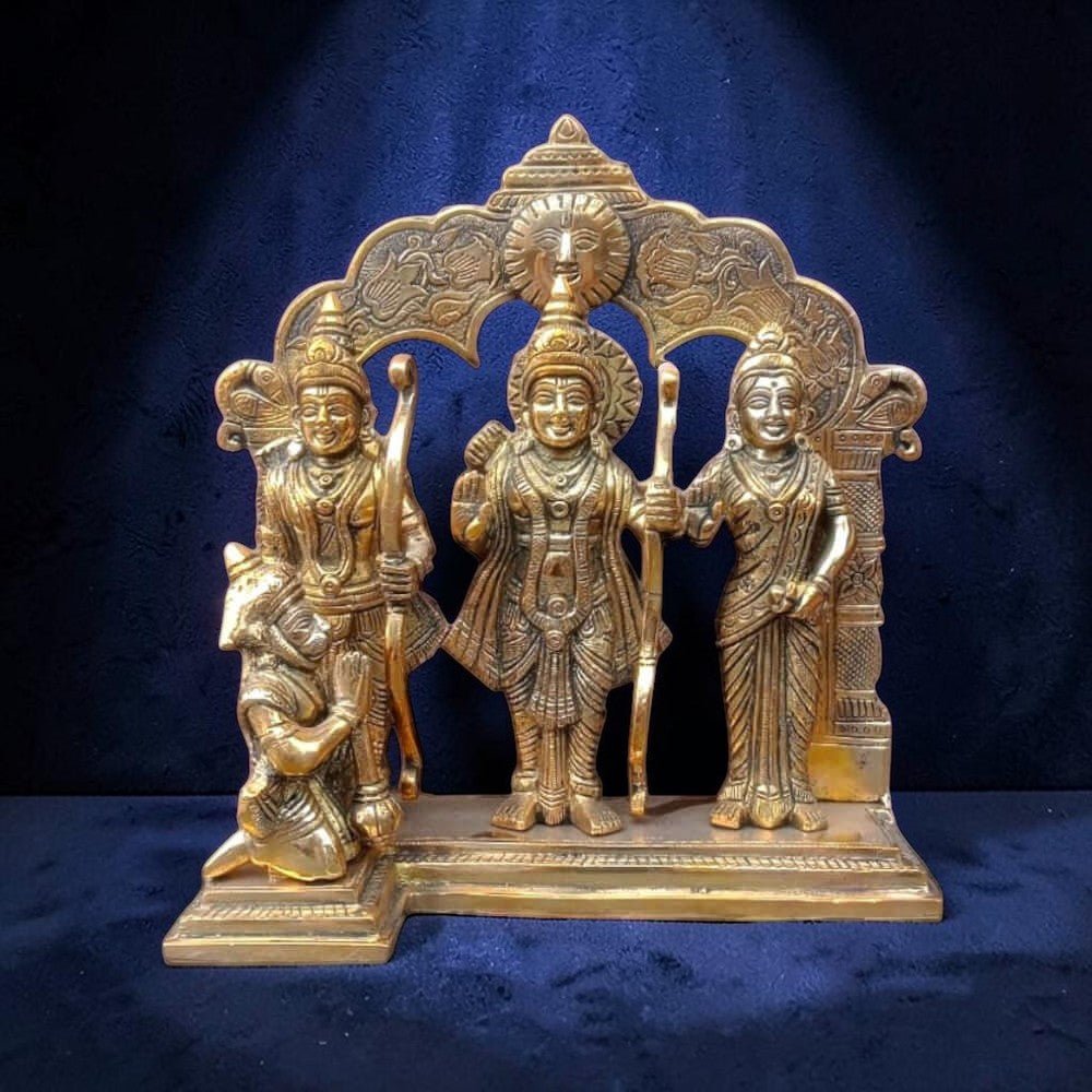 12-Inch Handmade Pure Brass Ram Darbar Idol - 4KG - Royalstuffs.com