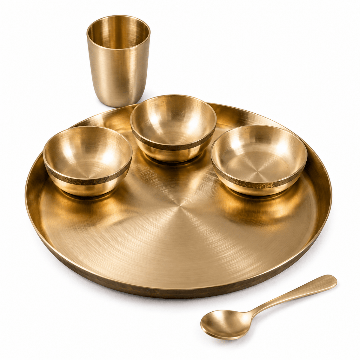 12 Inch Pure Kansa Dinner Set – 6 Piece | Handcrafted - Royalstuffs.com