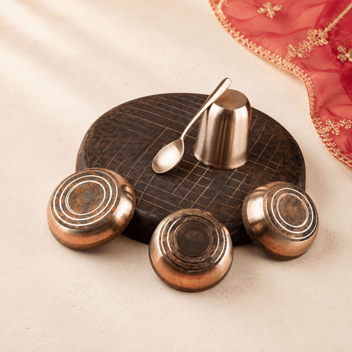12 Inch Pure Kansa Dinner Set – 6 Piece | Handcrafted - Royalstuffs.com