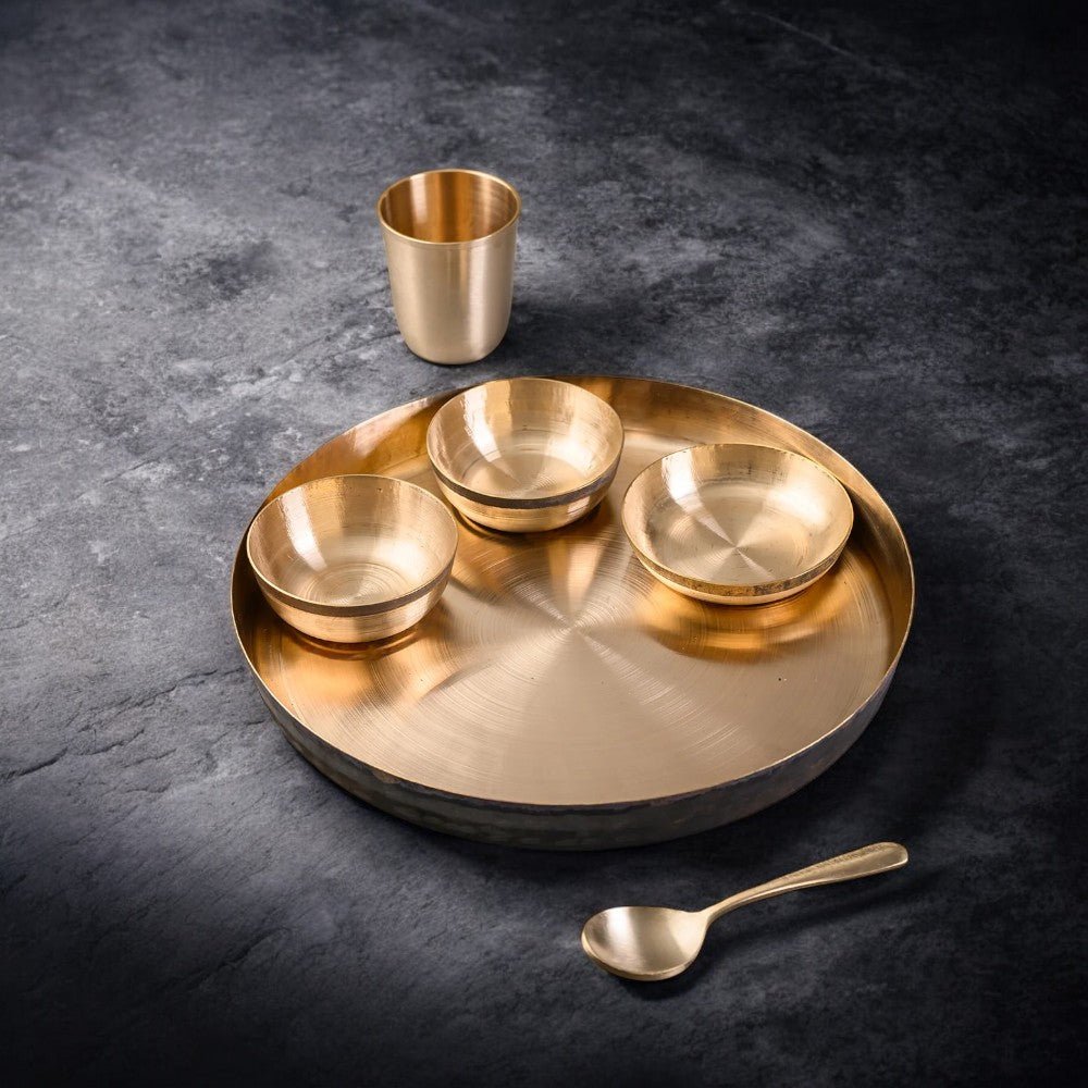 12 Inch Pure Kansa Dinner Set – 6 Piece | Handcrafted - Royalstuffs.com